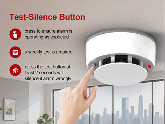 UL Fire Alarm Test Button Low Battery Signal Operated 5-Year Product Detector Gas Alarm
